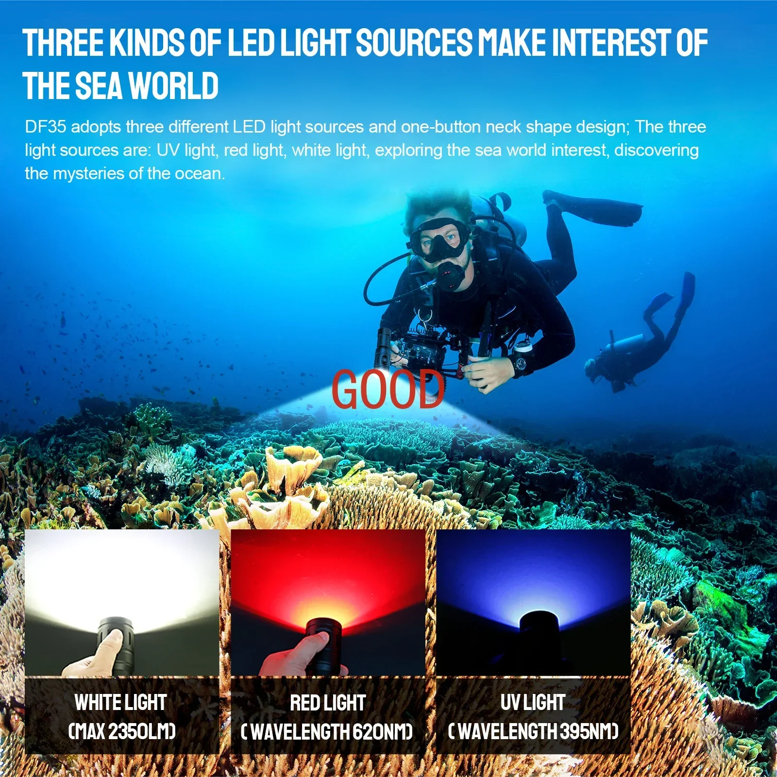 Trustfire DF35 Diving Flashlig - Underwater Flashlight ulasan dan harga
